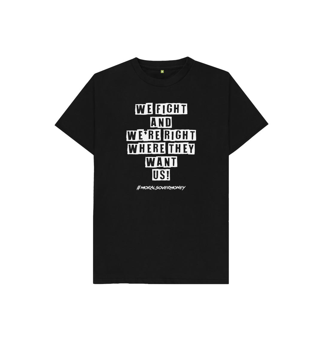 Black Kid's 100% Organic Cotton 'We Fight' Eco Tee - White Logo