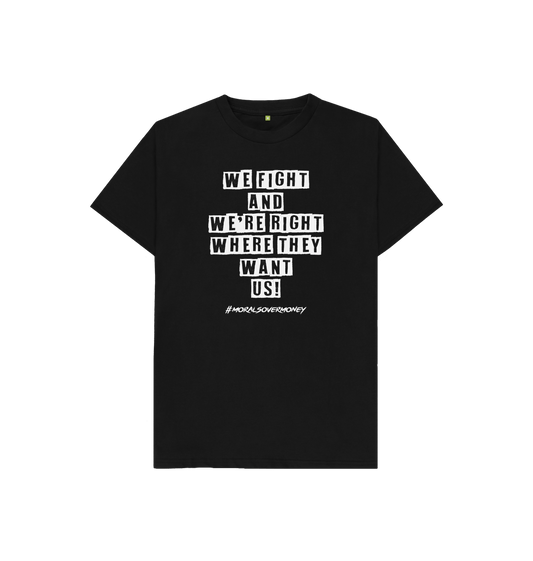 Black Kid's 100% Organic Cotton 'We Fight' Eco Tee - White Logo