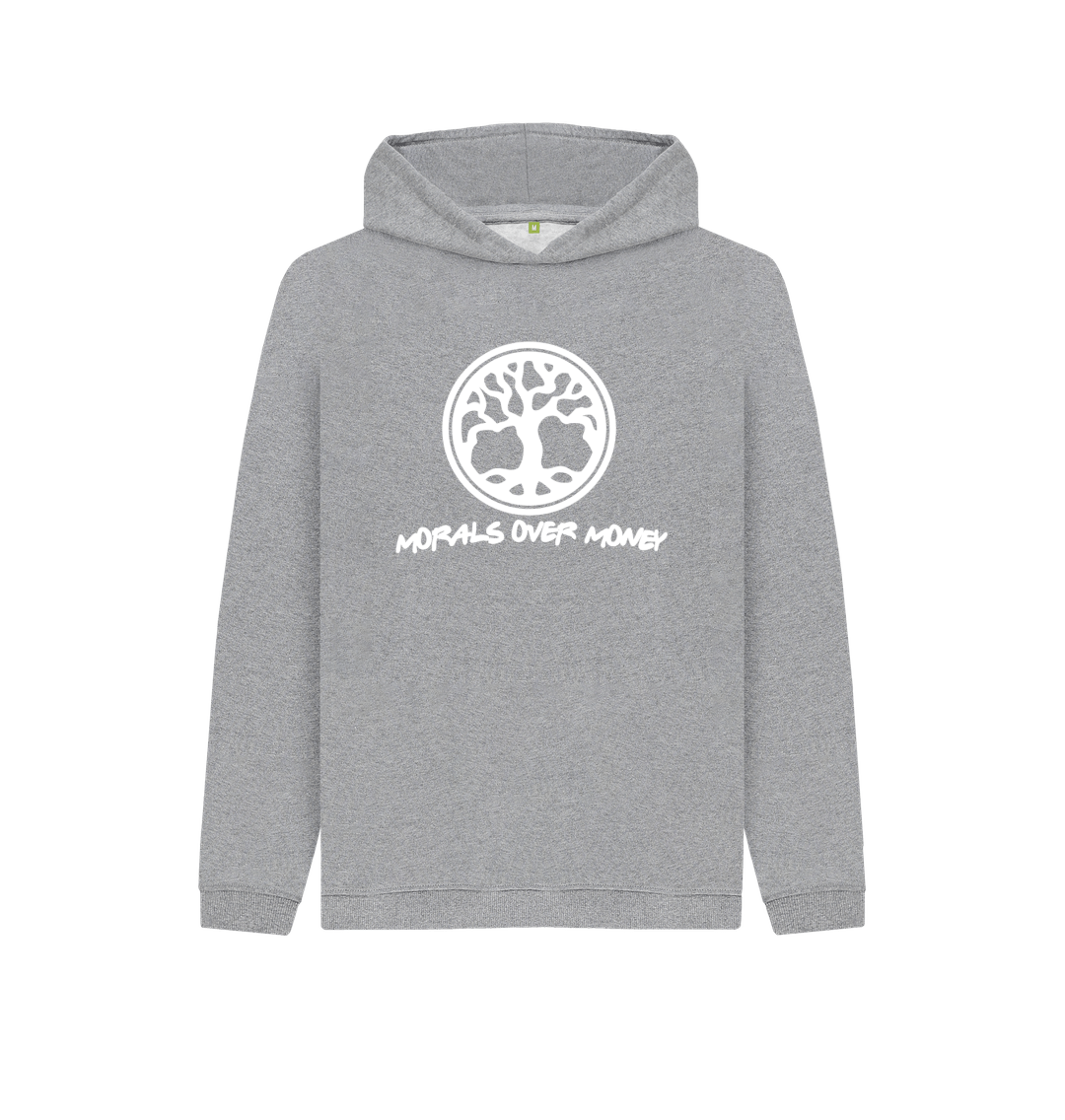 Athletic Grey Kid's 100% Organic Cotton 'Tree Of Life' Eco Hoodie - White Logo