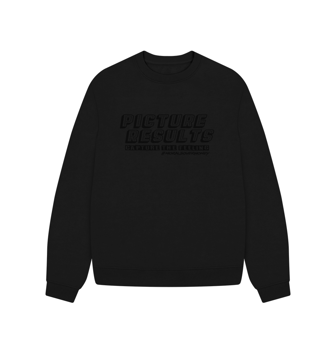 Black Women's 100% Organic Cotton 'Picture Results' Oversized Eco Jumper - Black Logo
