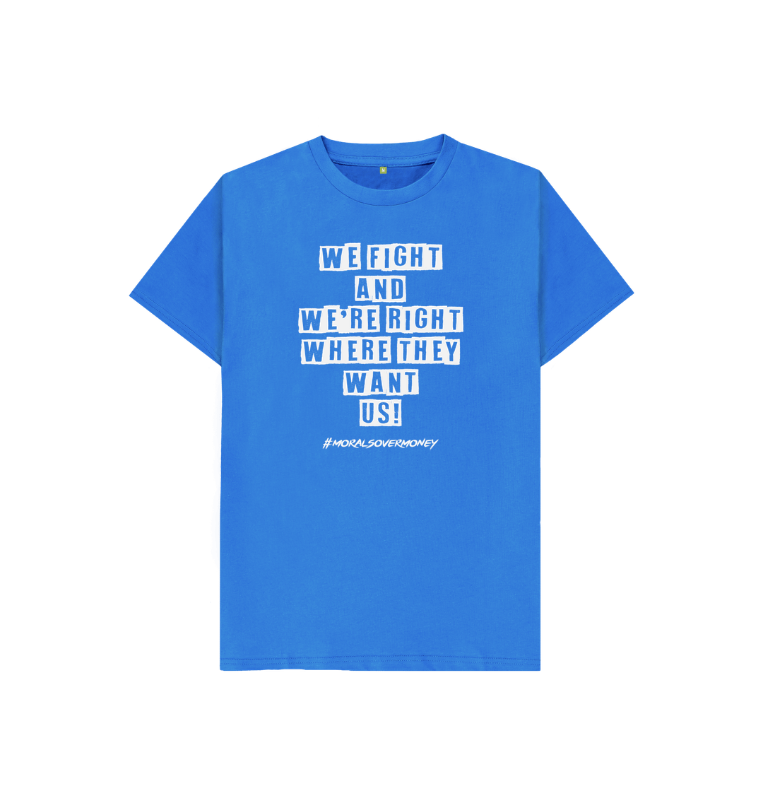 Bright Blue Kid's 100% Organic Cotton 'We Fight' Eco Tee - White Logo