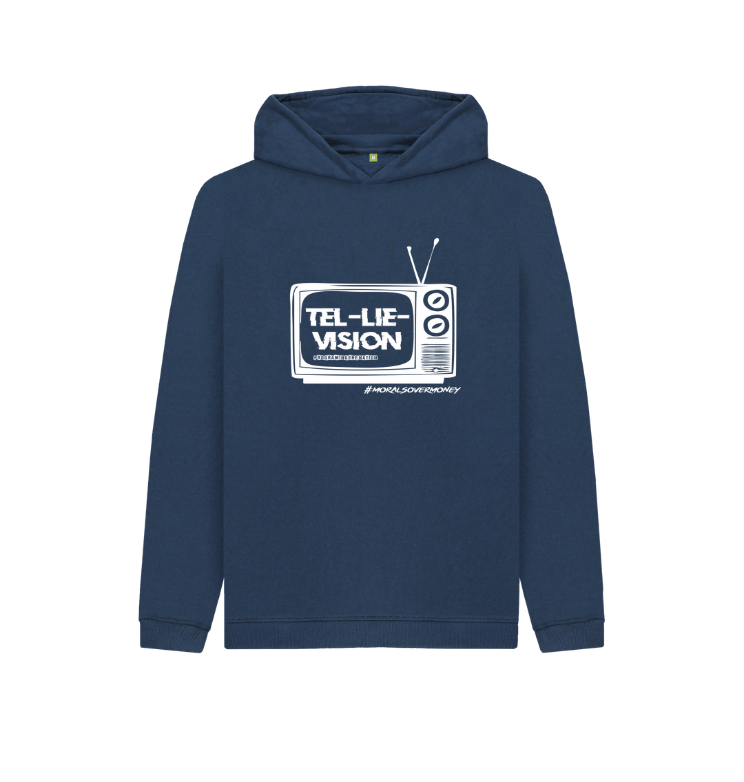 Navy Blue Kid's 100% Organic Cotton 'Tel-Lie-Vision' Eco Hoody