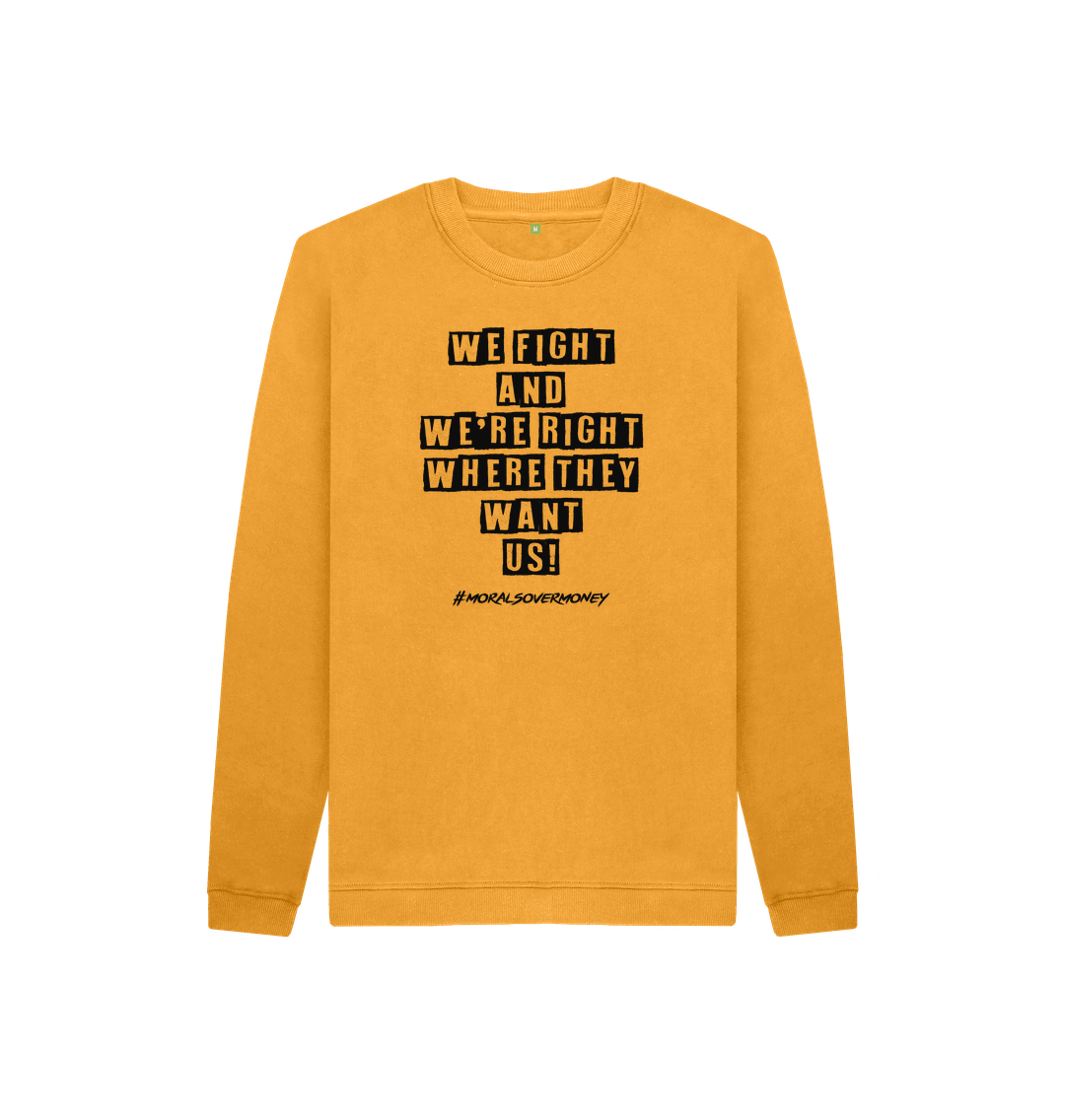 Mustard Kid's 100% Organic Cotton 'We Fight' Eco Jumper - Black Logo