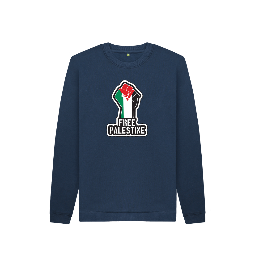 Navy Blue Kids 100% Organic Cotton 'Free Palestine' Eco Jumper