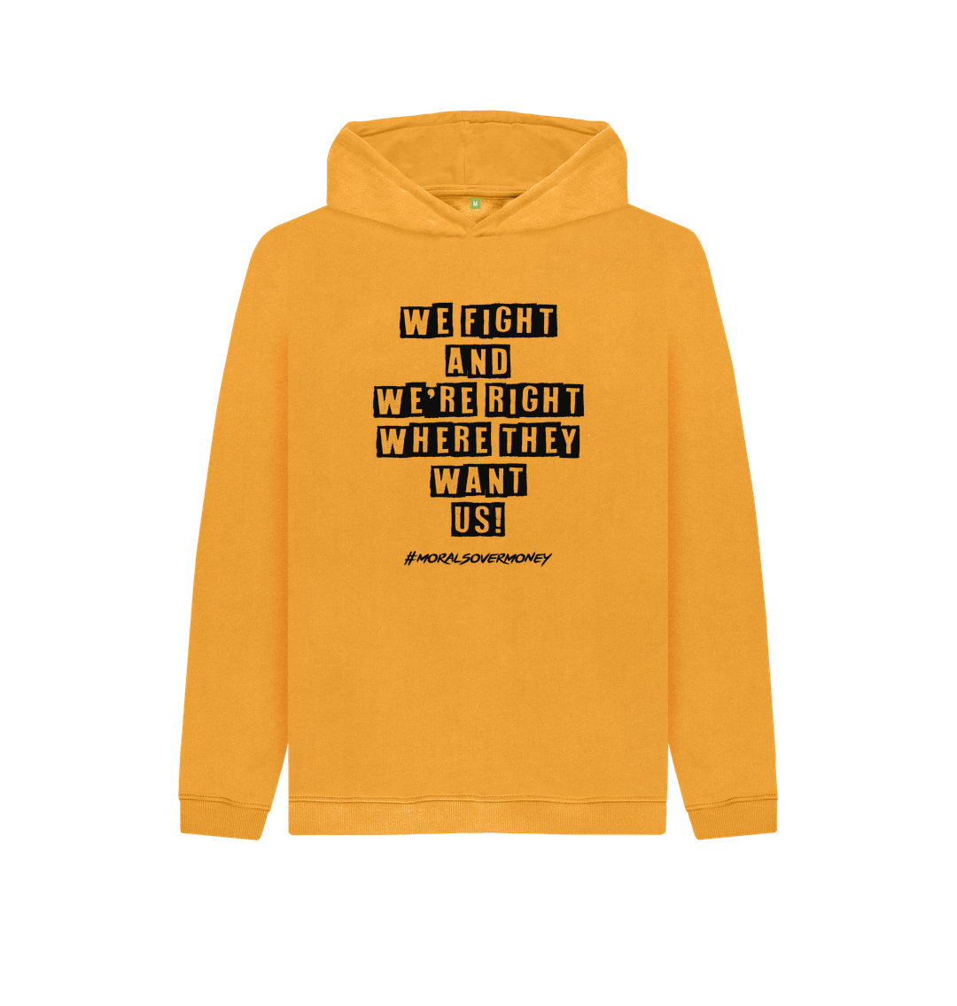 Mustard Kid's 100% Organic Cotton 'We Fight' Eco Hoody - Black Logo