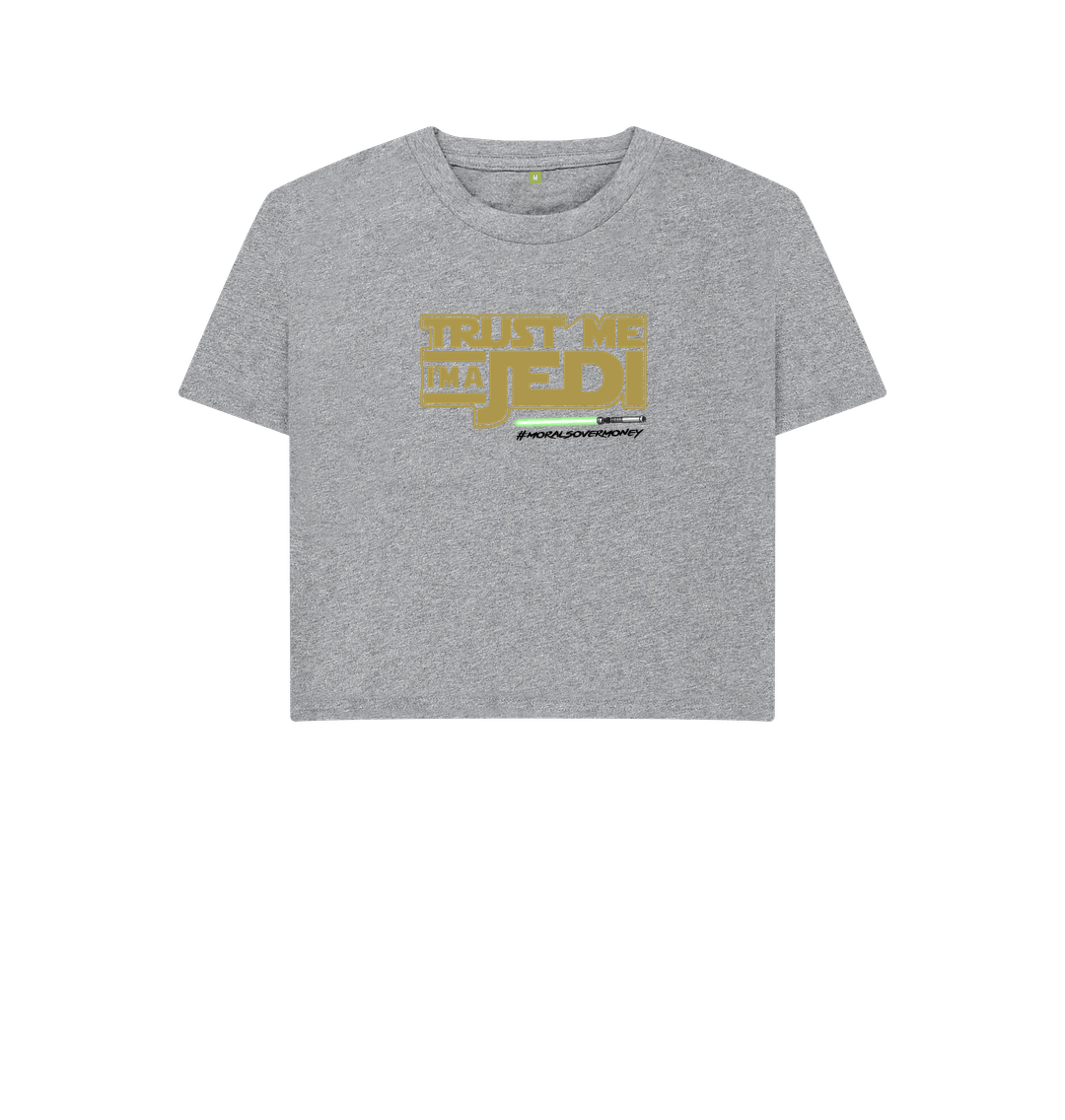 Athletic Grey Women's 100% Organic Cotton 'Trust Me I'm A Jedi' Eco Boxy Tee - Black Logo