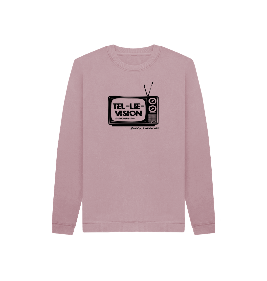 Mauve Kid's 100% Organic Cotton 'Tel-Lie-Vision' Eco Jumper - Black Logo