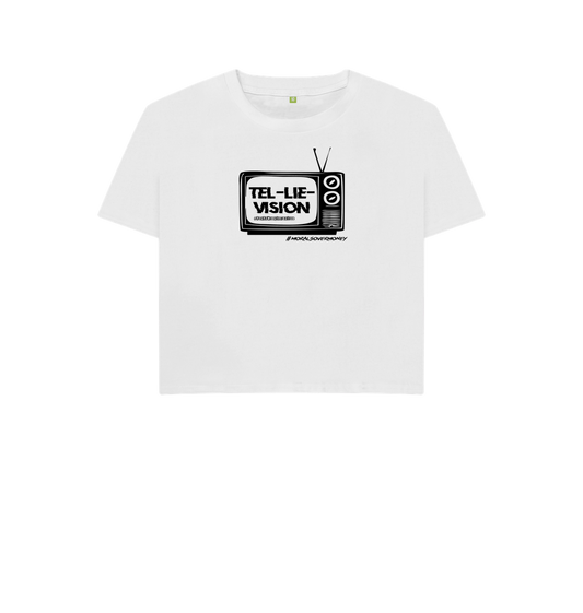 White Women's 100% Organic Cotton 'Tel-Lie-Vision'
