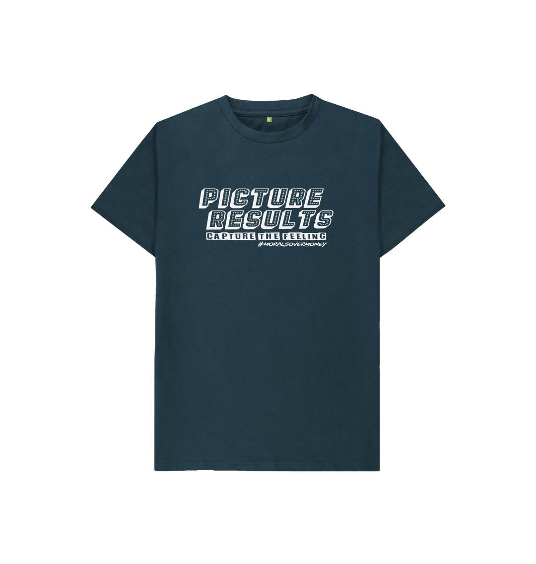 Denim Blue Kid's 100% Organic Cotton 'Picture Results' Eco Tee - White Logo