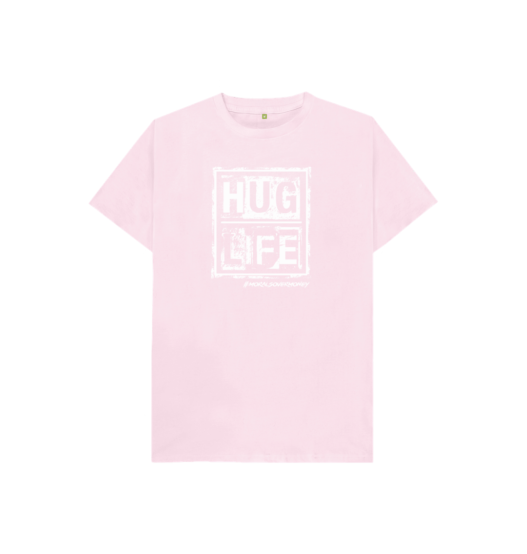 Pink Kid's 100% Organic Cotton 'Hug Life' Eco Tee - White Logo
