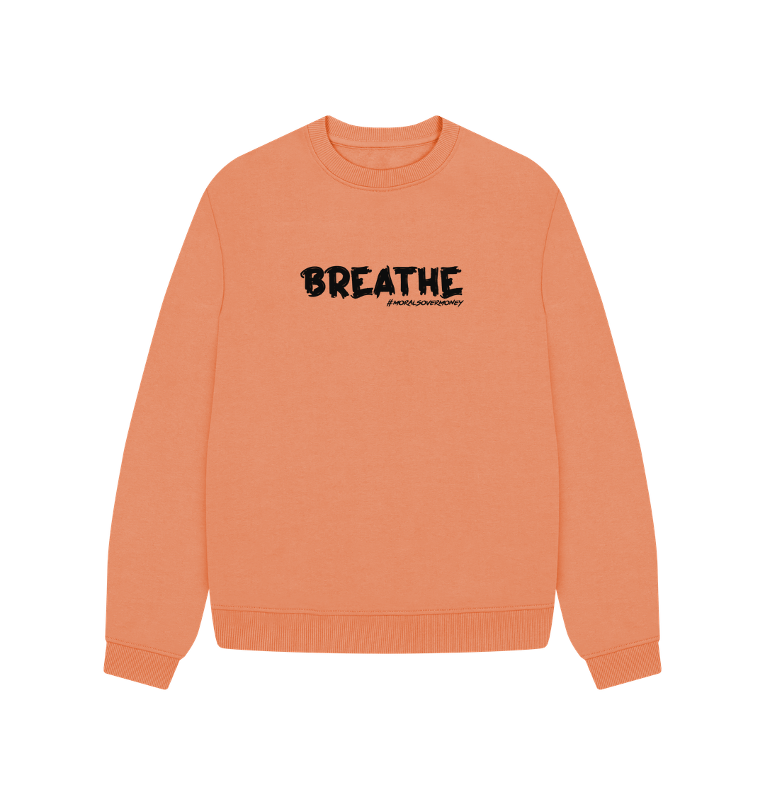 Apricot Women's 100% Organic Cotton 'Breathe' Oversized Eco Jumper - Black Logo