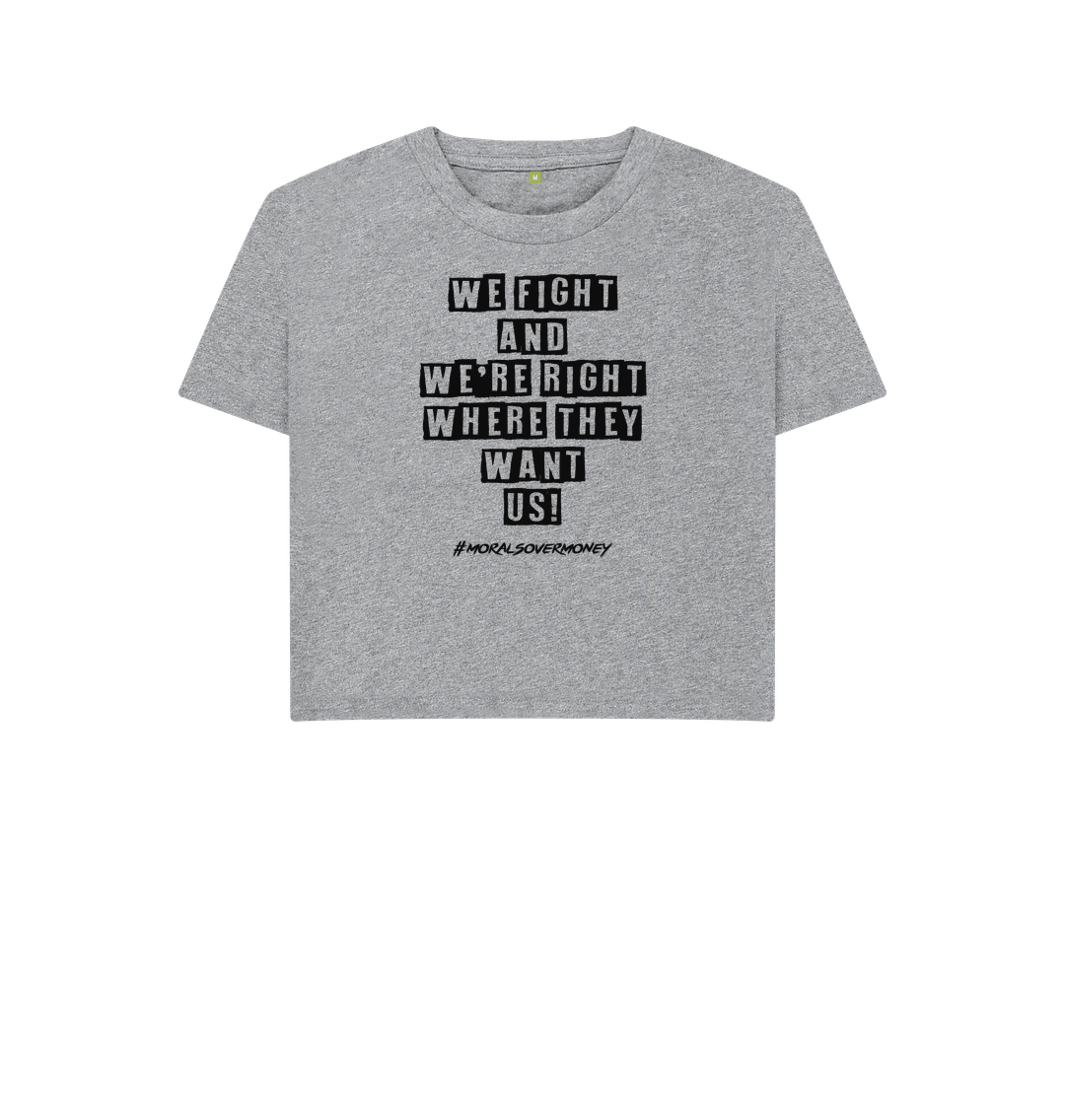 Athletic Grey Women's 100% Organic 'We Fight' Boxy Tee - Black Logo