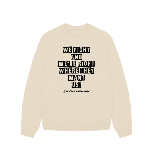 Oat Women's 100% Organic Cotton 'We Fight' Oversized Eco Jumper - Black Logo