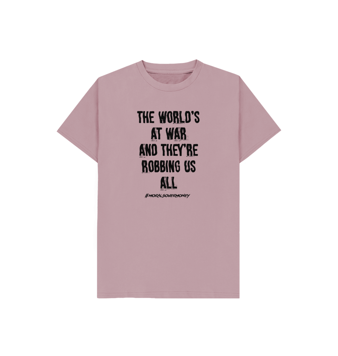 Mauve Kid's 100% Organic Cotton 'The World's At War' Eco Tee - Black Logo