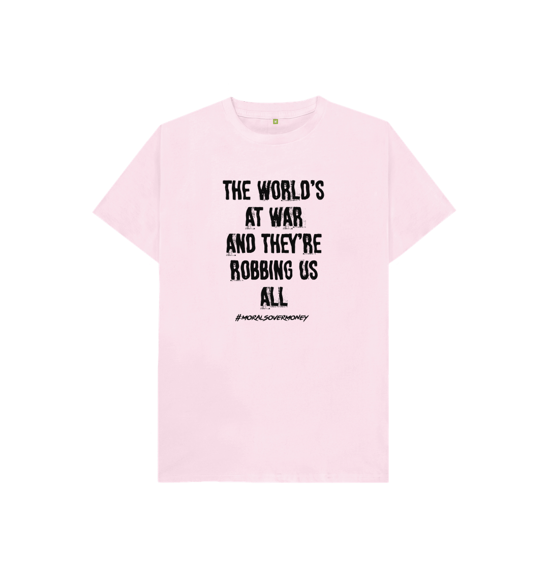 Pink Kid's 100% Organic Cotton 'The World's At War' Eco Tee - Black Logo