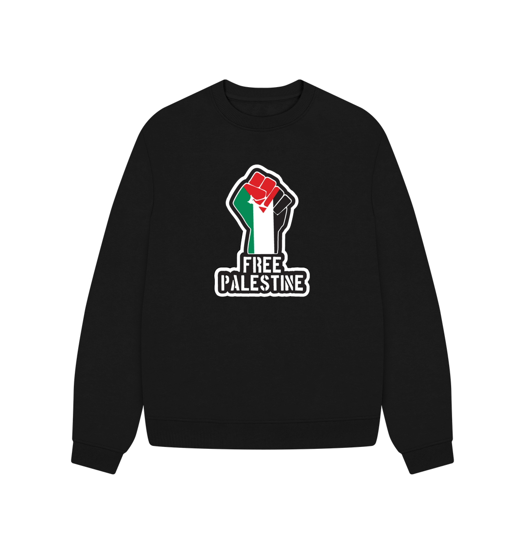 Black Women's 100% Organic Cotton ' Free Palestine' Oversized Eco Jumper