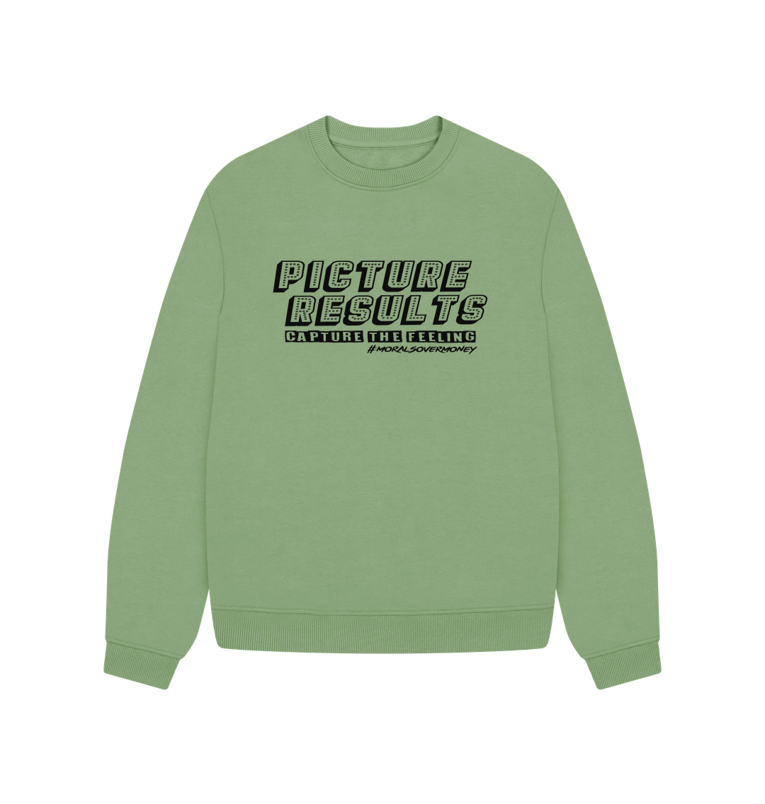 Sage Women's 100% Organic Cotton 'Picture Results' Oversized Eco Jumper - Black Logo