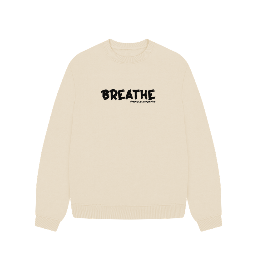 Oat Women's 100% Organic Cotton 'Breathe' Oversized Eco Jumper - Black Logo