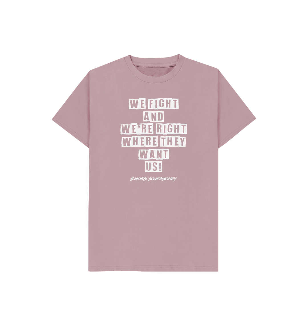 Mauve Kid's 100% Organic Cotton 'We Fight' Eco Tee - White Logo