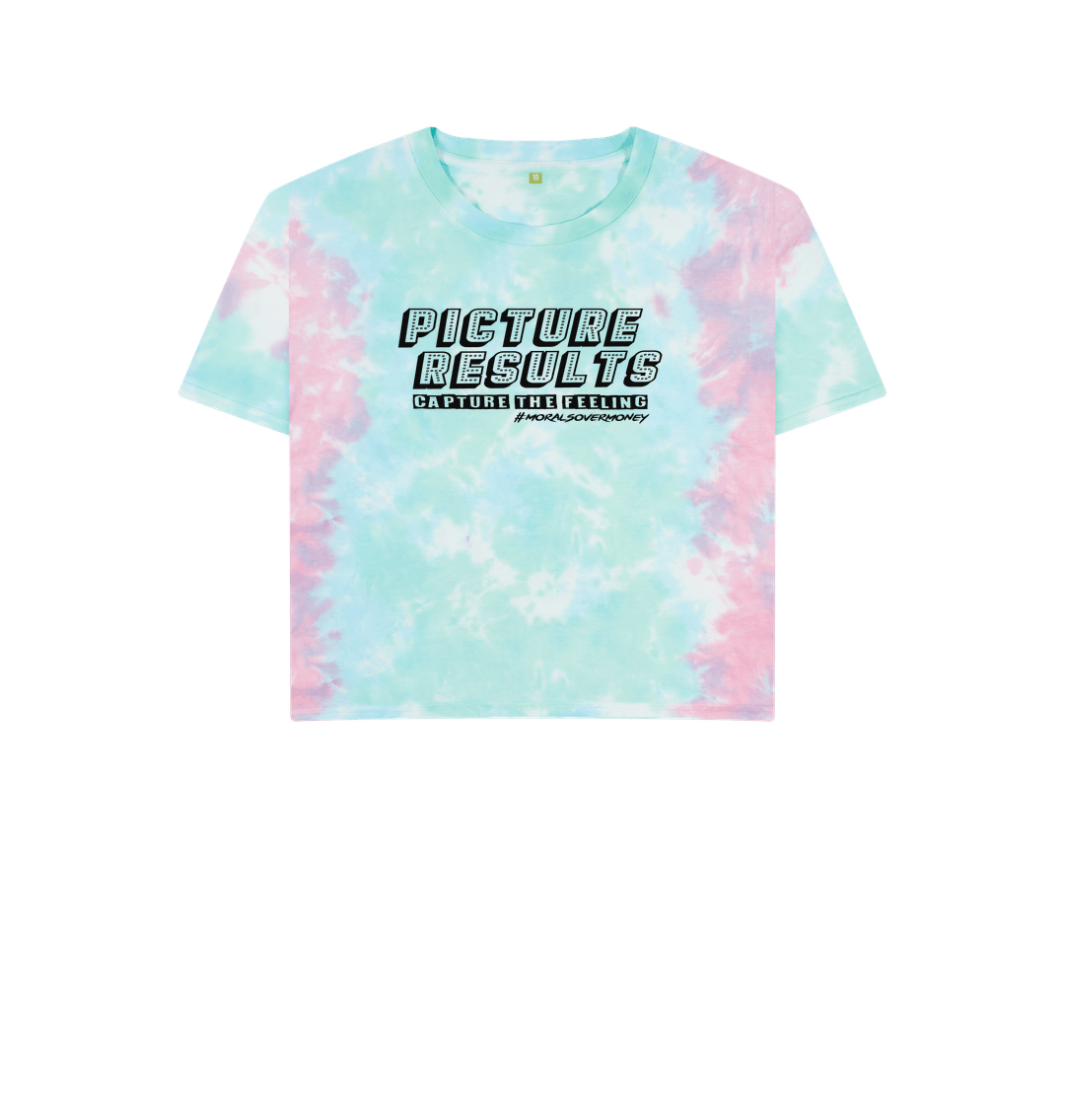 Pastel Tie Dye Women's 100% Organic Cotton 'Picture Results' Boxy Eco Tee - Black Logo