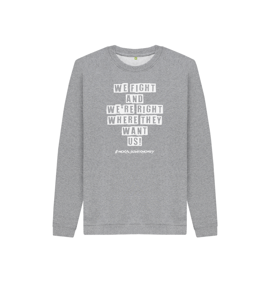Athletic Grey Kid's 100% Organic Cotton 'We Fight' Eco Jumper - White Logo.