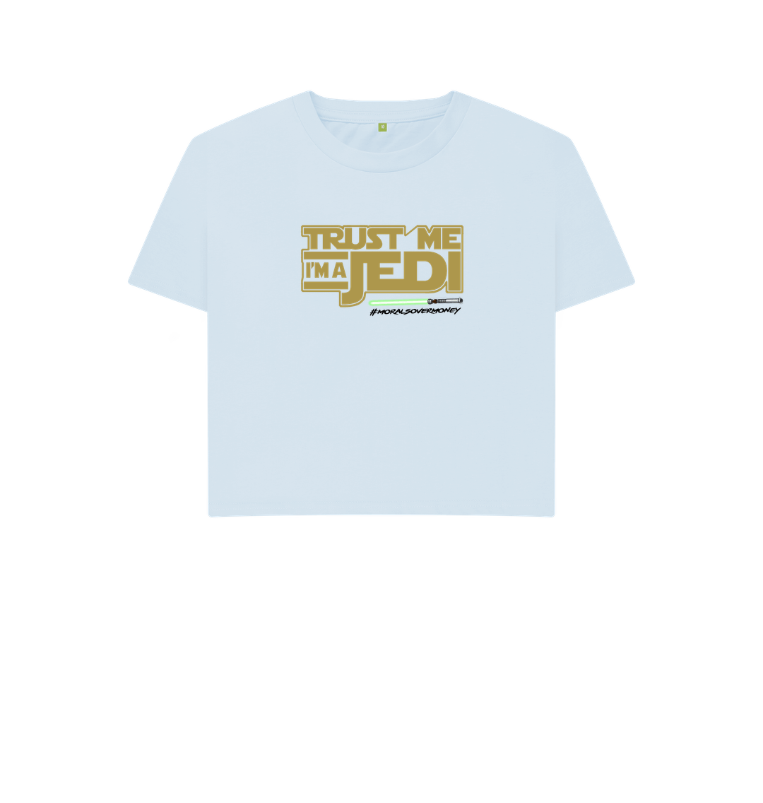 Sky Blue Women's 100% Organic Cotton 'Trust Me I'm A Jedi' Eco Boxy Tee - Black Logo