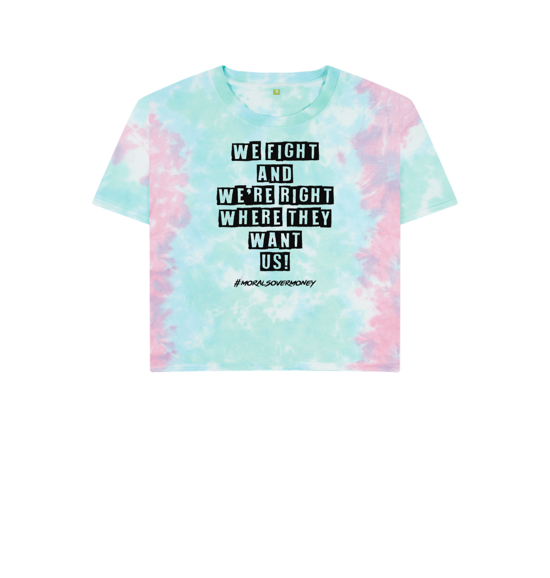 Pastel Tie Dye Women's 100% Organic 'We Fight' Boxy Tee - Black Logo