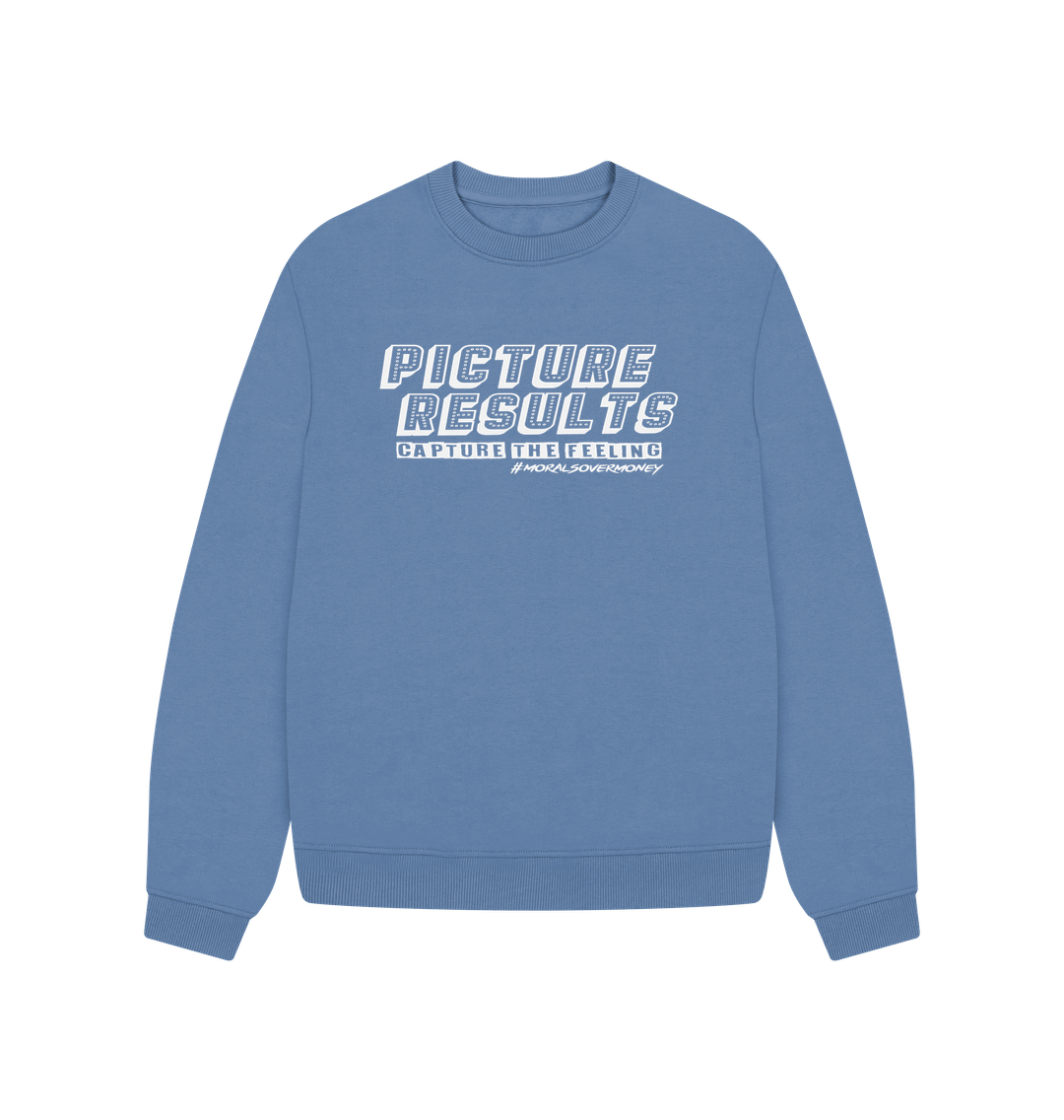 Solent Women's 100% Organic Cotton 'Picture Results' Oversized Jumper - White Logo