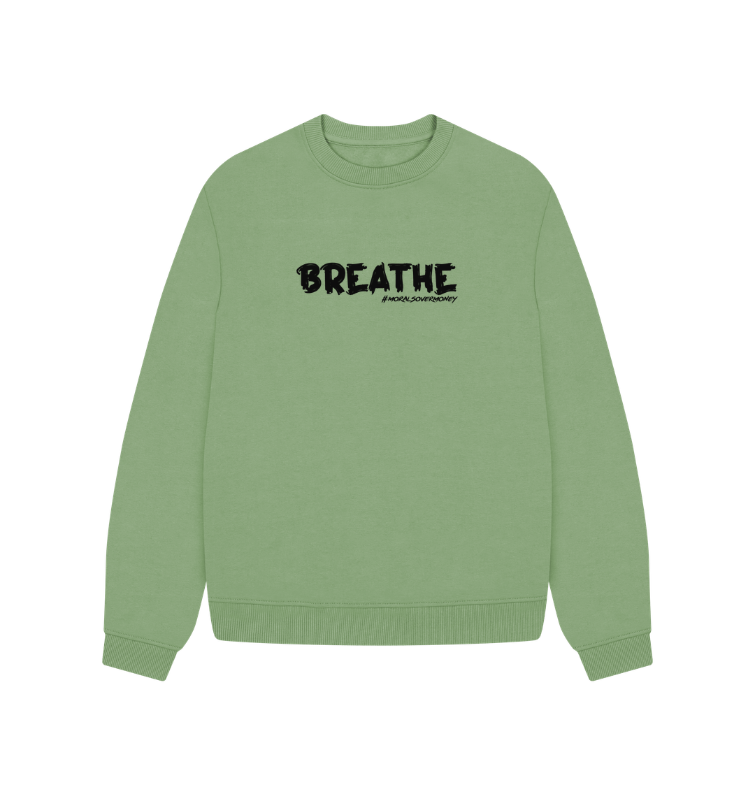Sage Women's 100% Organic Cotton 'Breathe' Oversized Eco Jumper - Black Logo