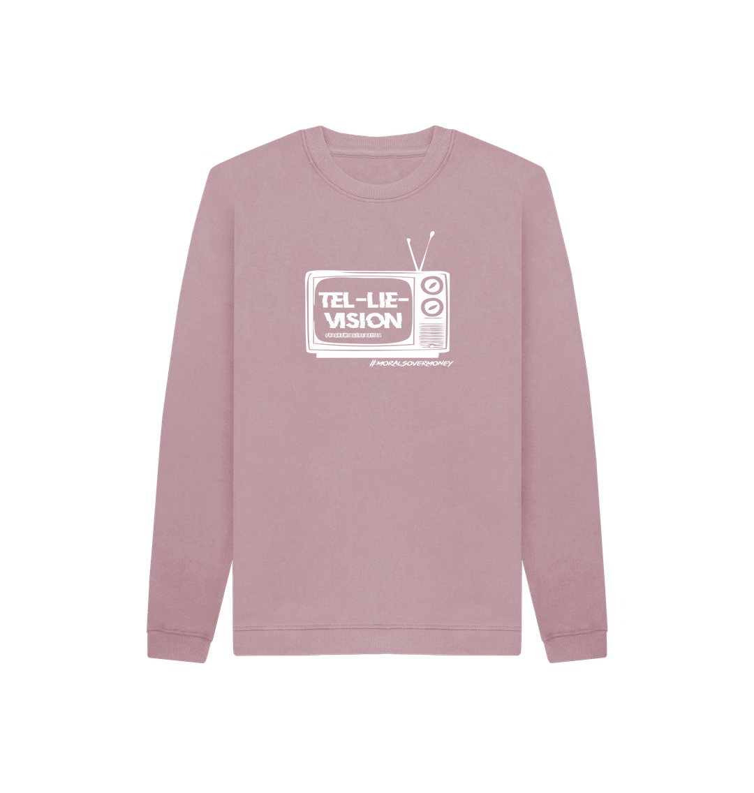 Mauve Kid's 100% Organic Cotton 'Tel-Lie-Vision' Eco Jumper - White Logo