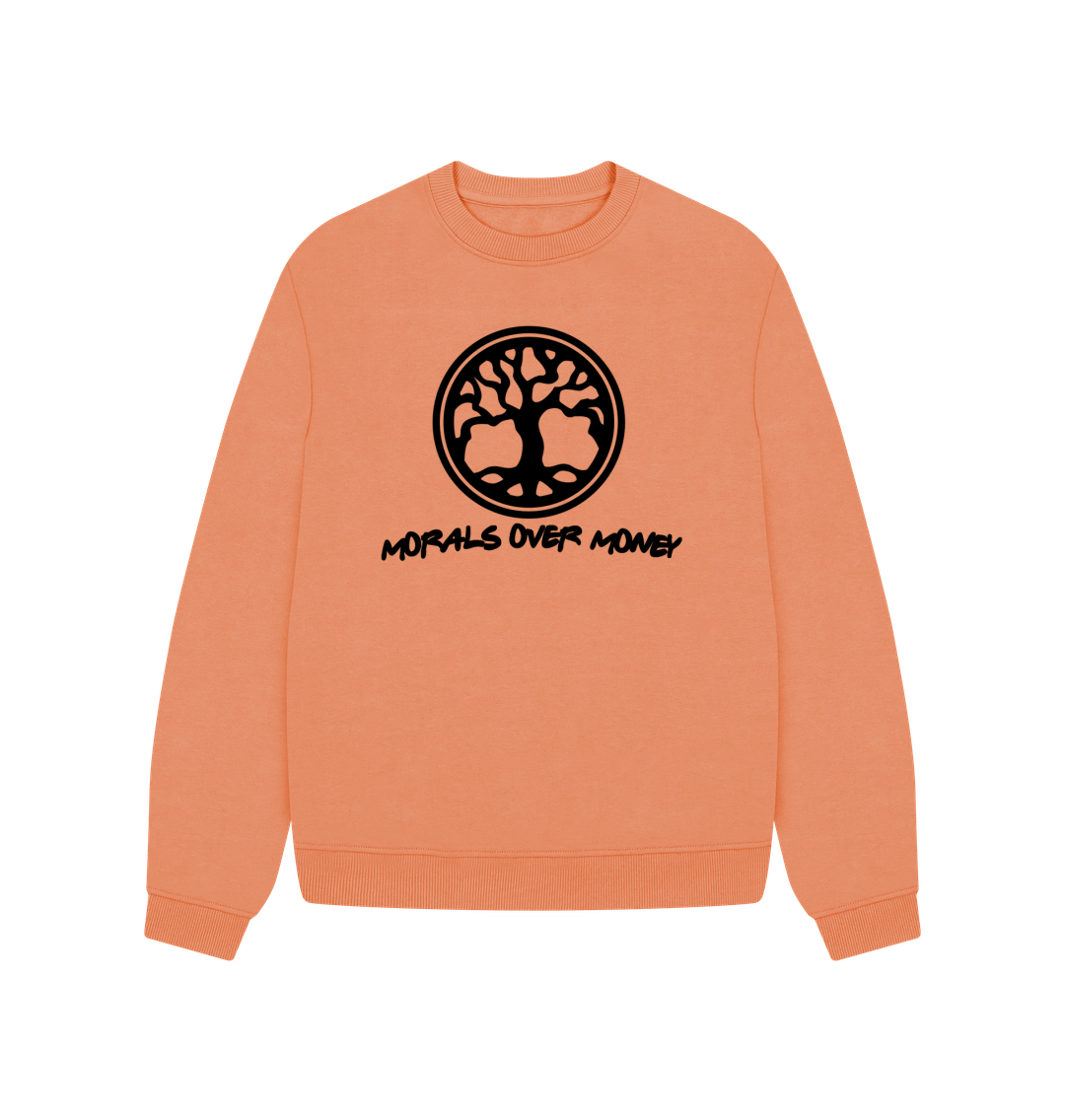 Apricot Women's 100% Organic Cotton 'Tree Of Life' Oversized Baggy Jumper - Black Logo