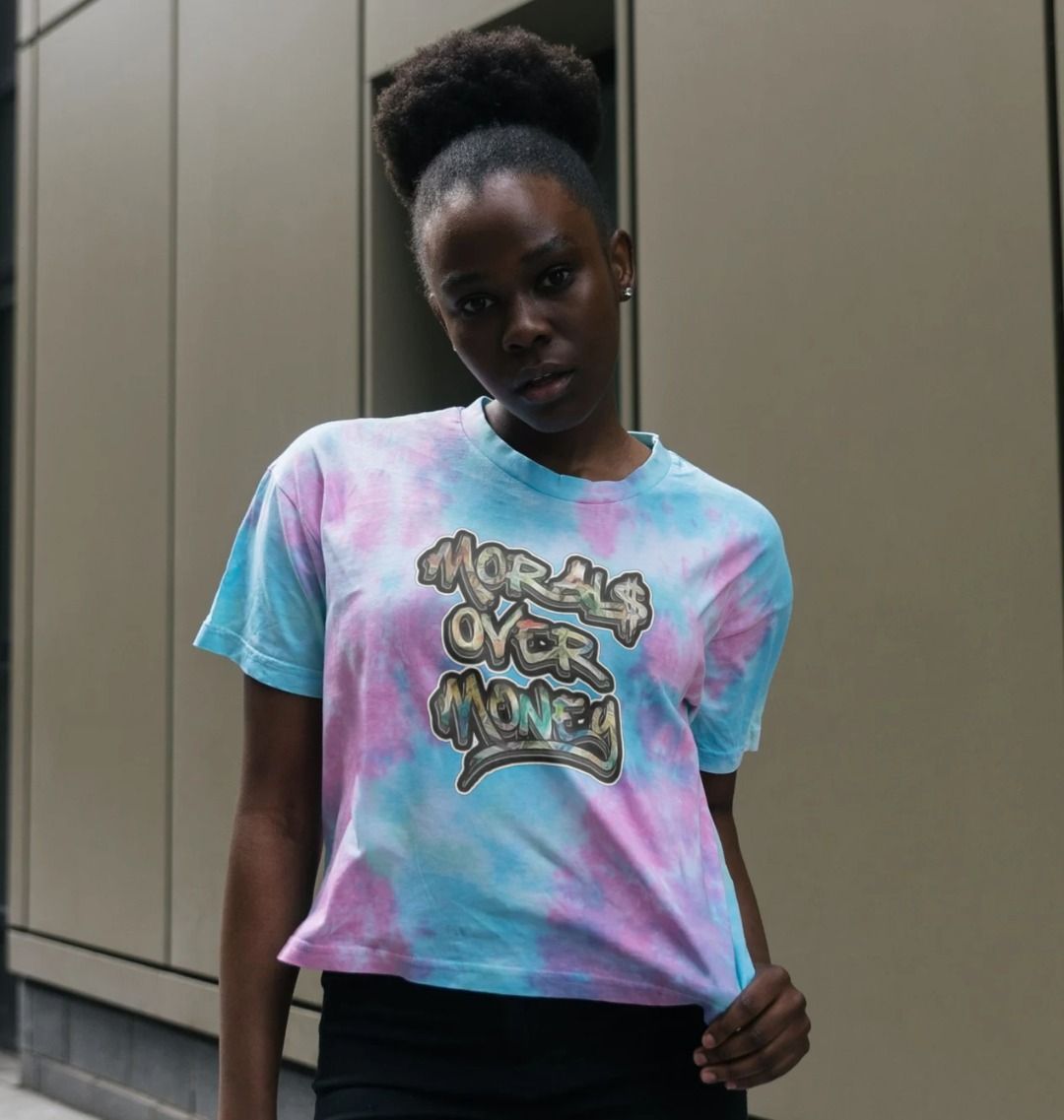 100% Organic Cotton 'Morals Over Money' Eco Boxy Tee