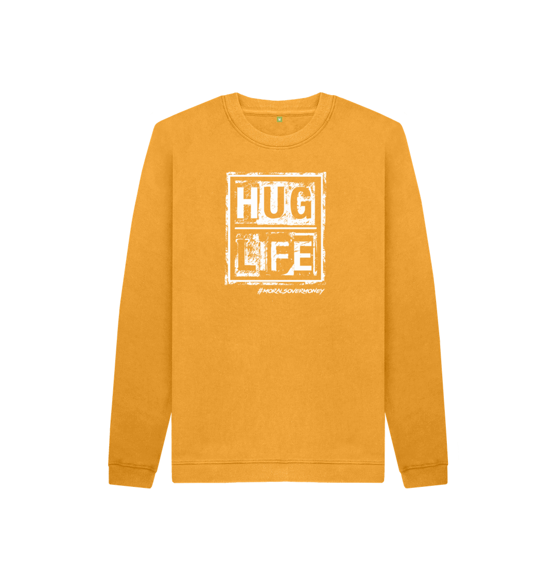 Mustard Kid's 100% Organic Cotton 'Hug Life' Eco Jumper - White Logo