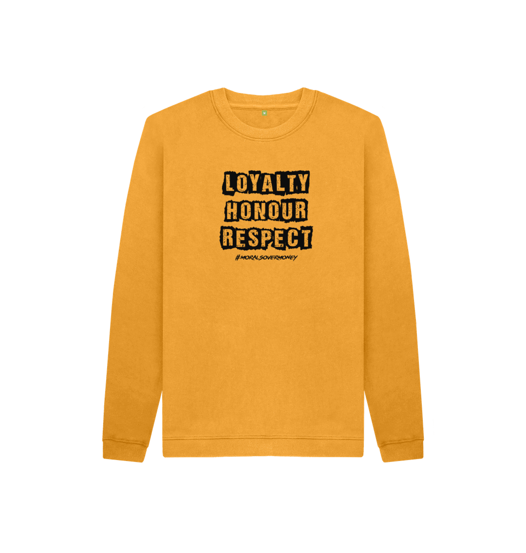 Mustard Kid's 100% Organic Cotton 'Loyalty, Honour, Respect' Eco Jumper - White Logo