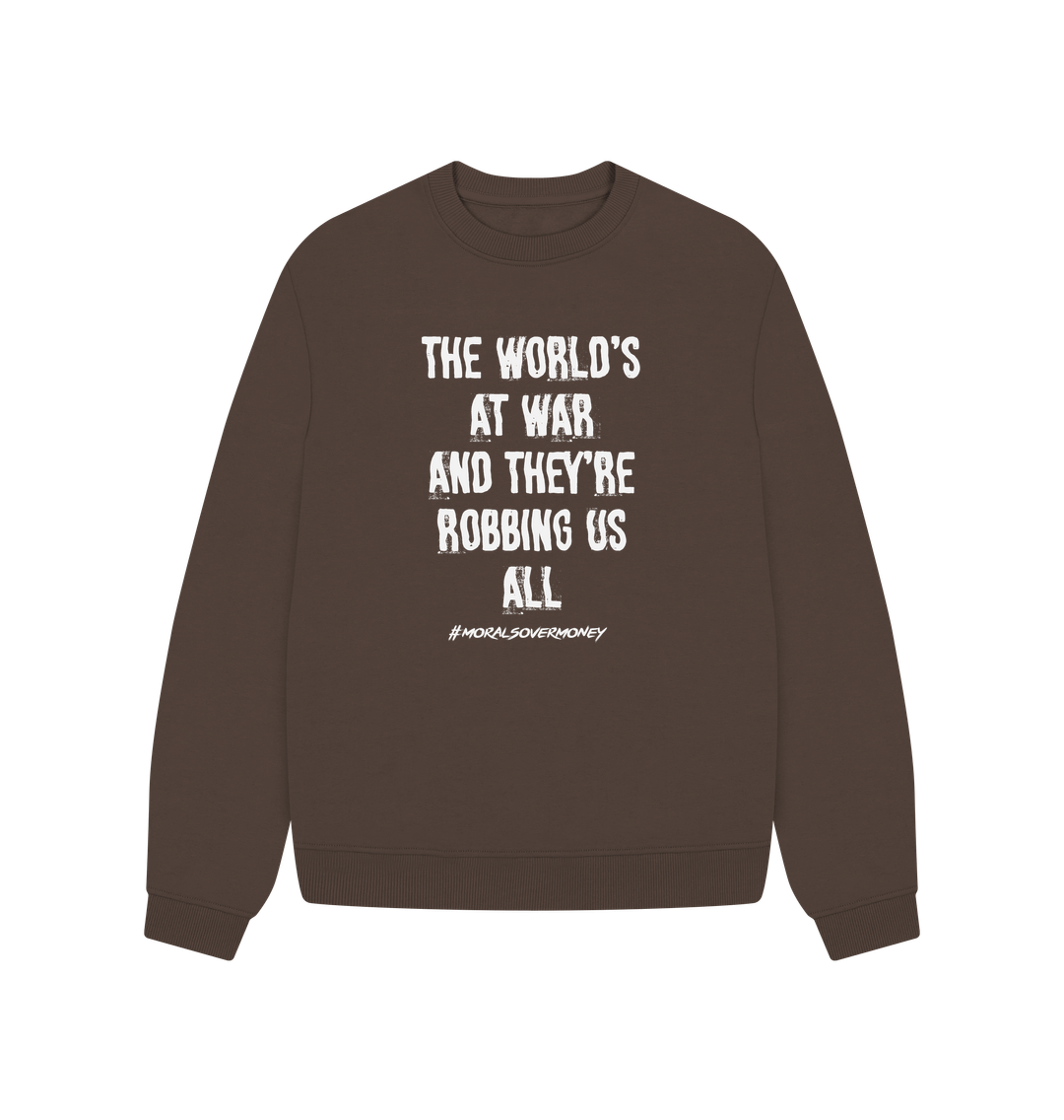 Chocolate Women's 100% Organic Cotton 'The World's at War' Oversized Eco Jumper