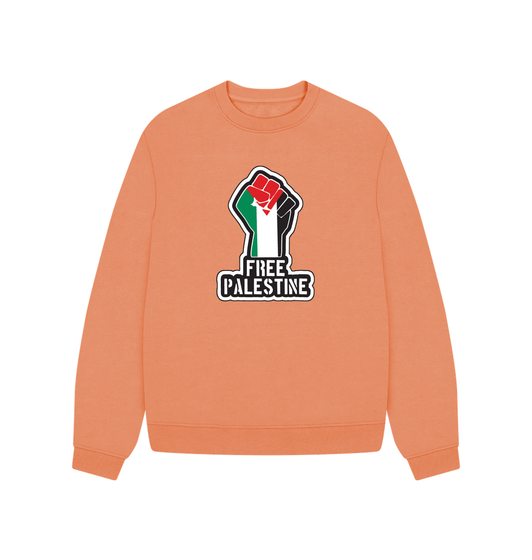 Apricot Women's 100% Organic Cotton ' Free Palestine' Oversized Eco Jumper