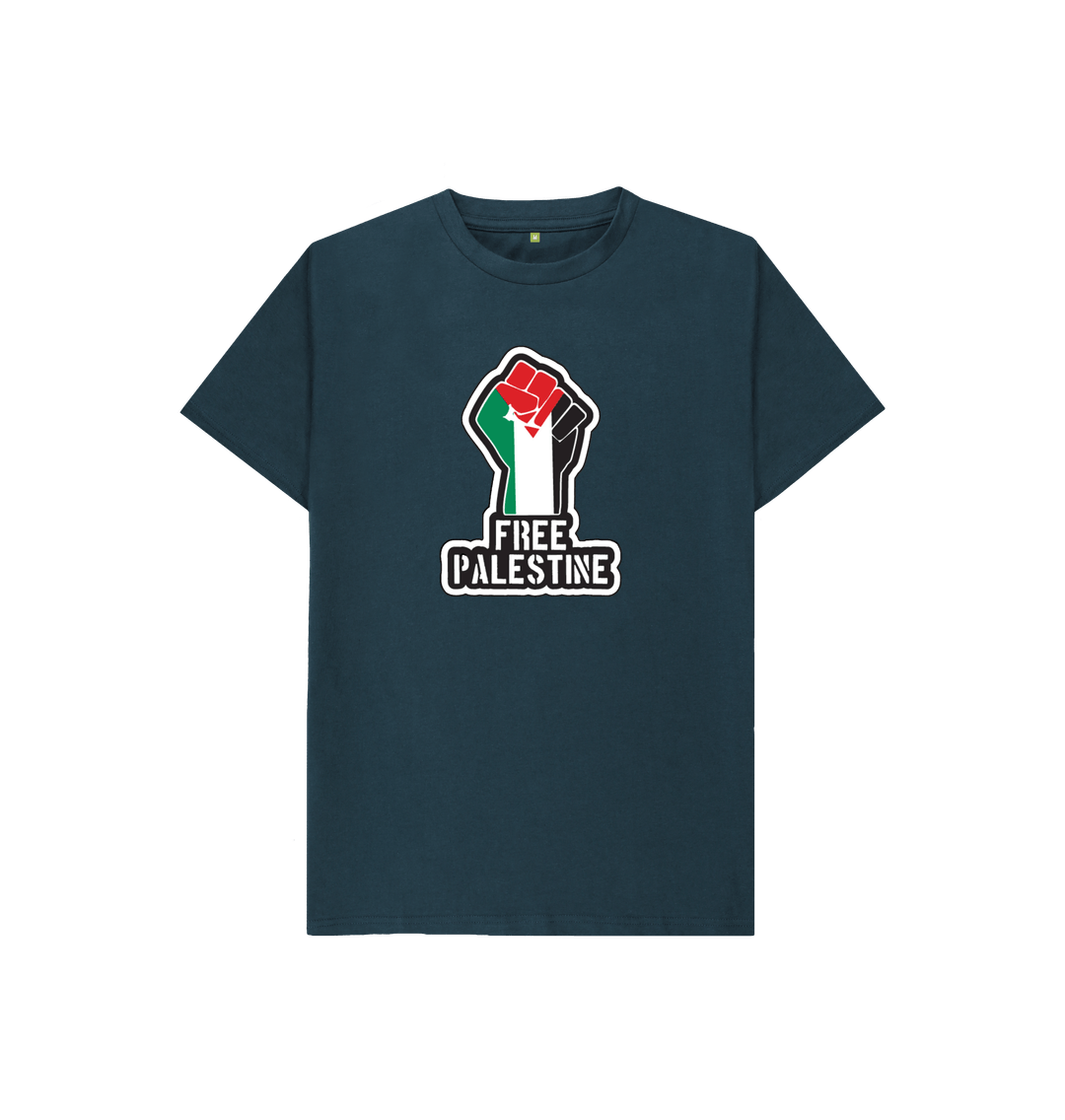 Denim Blue Kids 100% Organic Cotton 'Free Palestine' Eco Tee