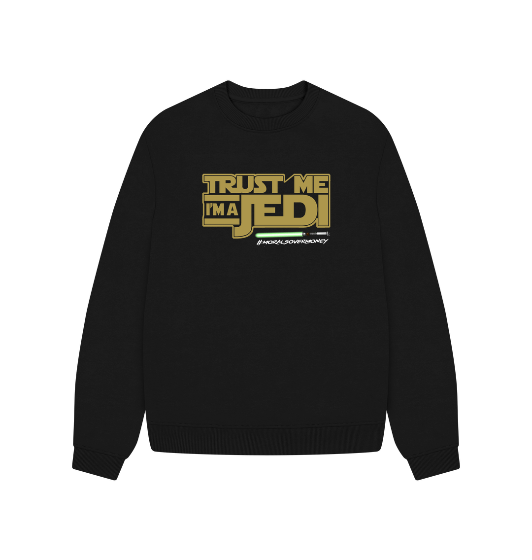Black Women's 100% Organic Cotton 'Trust Me I'm A Jedi' Oversized Eco Jumper - White Logo