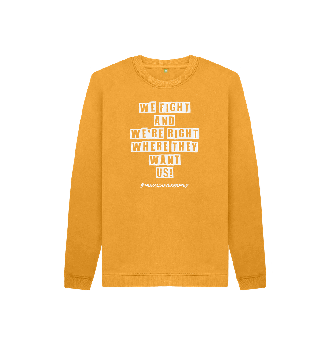 Mustard Kid's 100% Organic Cotton 'We Fight' Eco Jumper - White Logo.