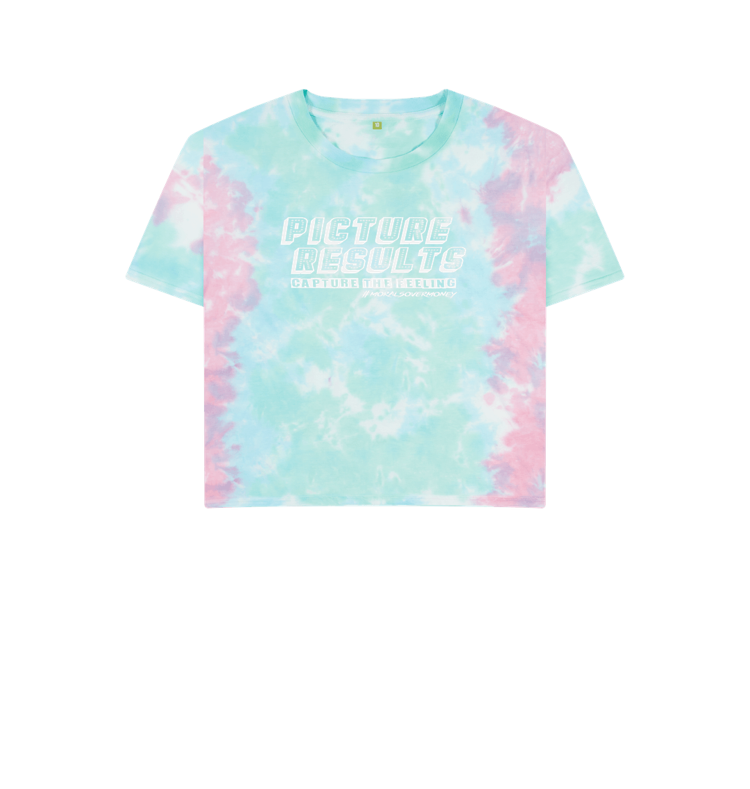 Pastel Tie Dye Women's 100% Organic Cotton 'Picture Results' Eco Boxy Tee - White Logo