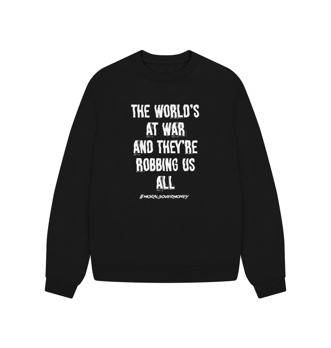 Black Women's 100% Organic Cotton 'The World's at War' Oversized Eco Jumper