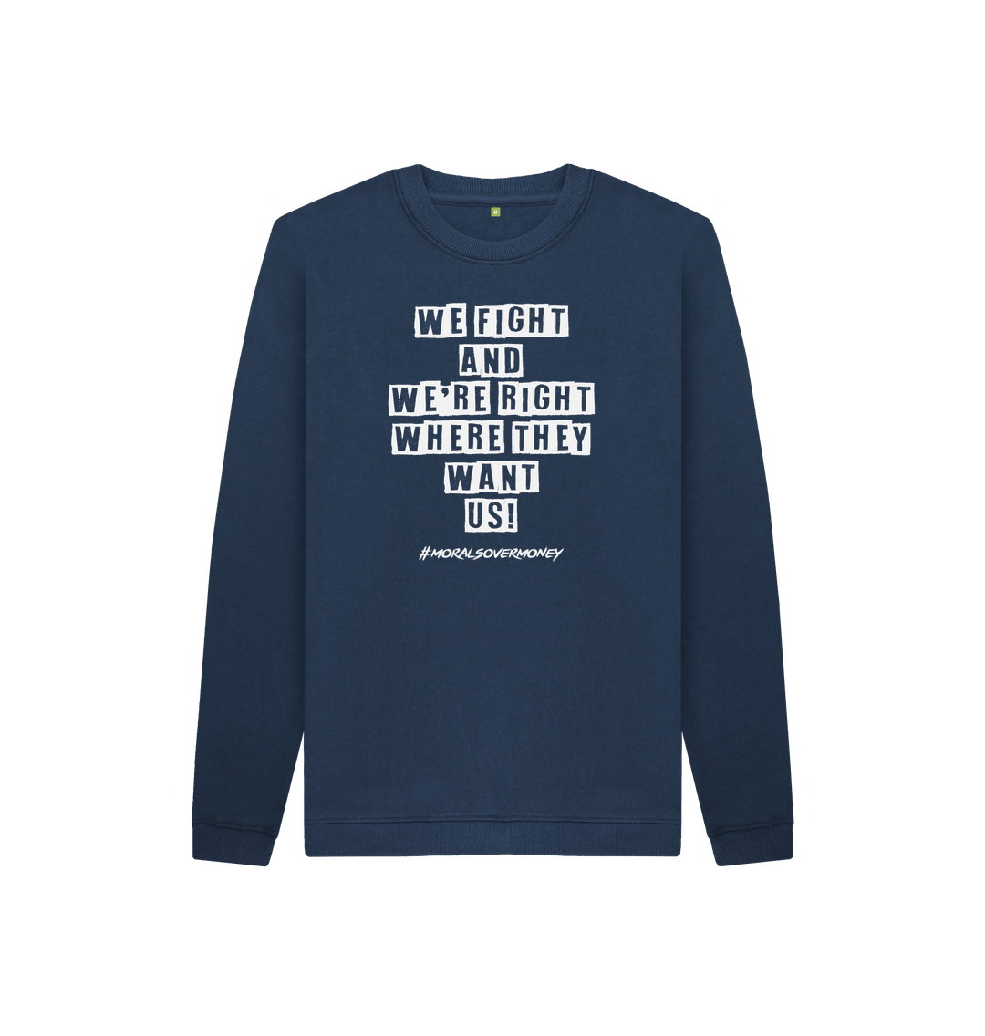Navy Blue Kid's 100% Organic Cotton 'We Fight' Eco Jumper - White Logo.