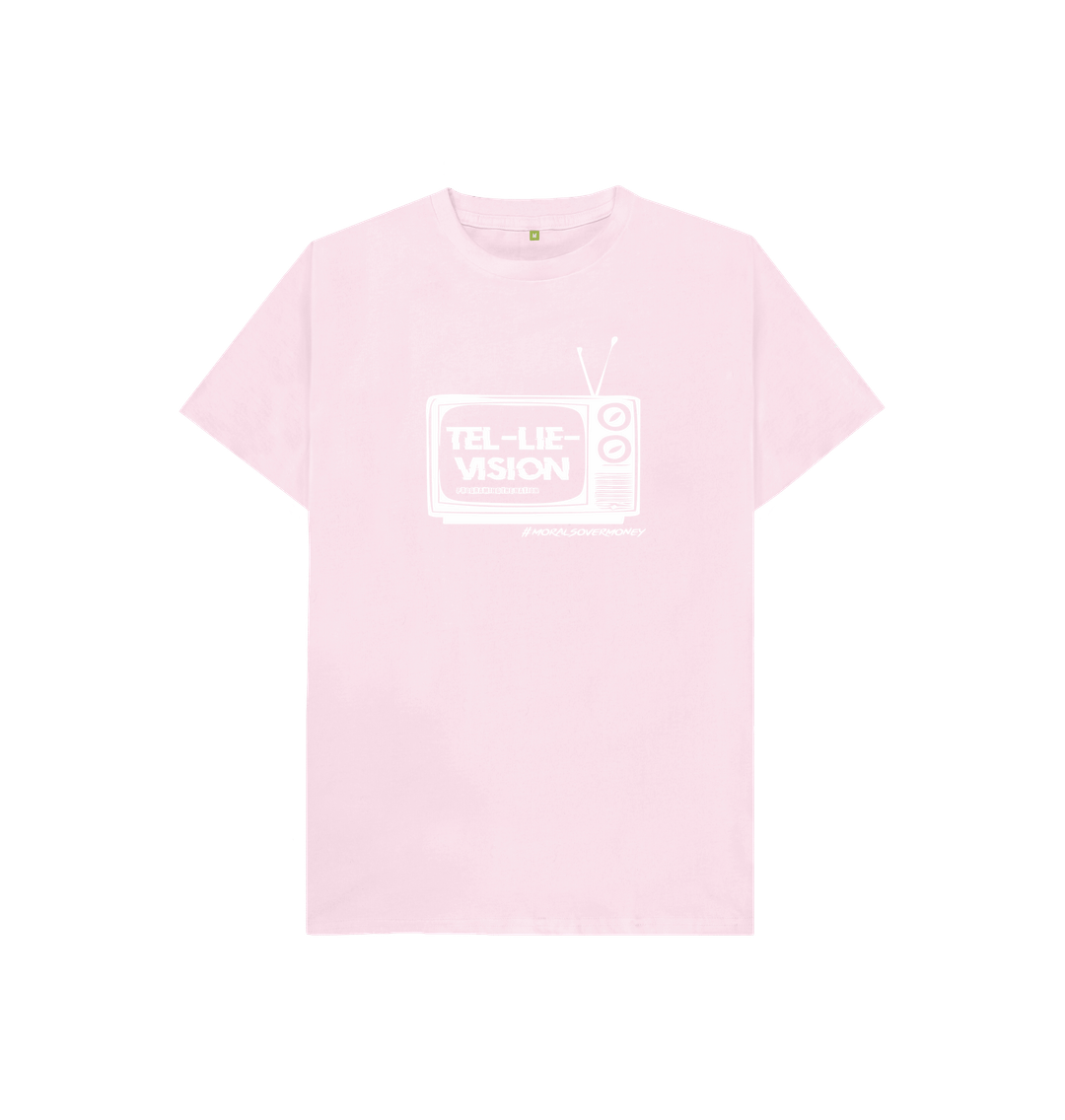 Pink Kid's 100% Organic Cotton 'Tel-Lie-Vision' Eco Tee - White Logo