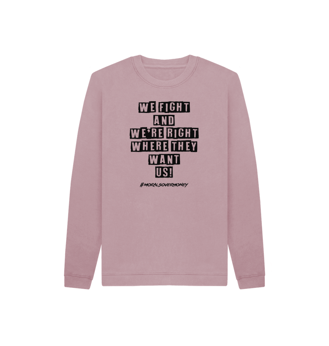 Mauve Kid's 100% Organic Cotton 'We Fight' Eco Jumper - Black Logo