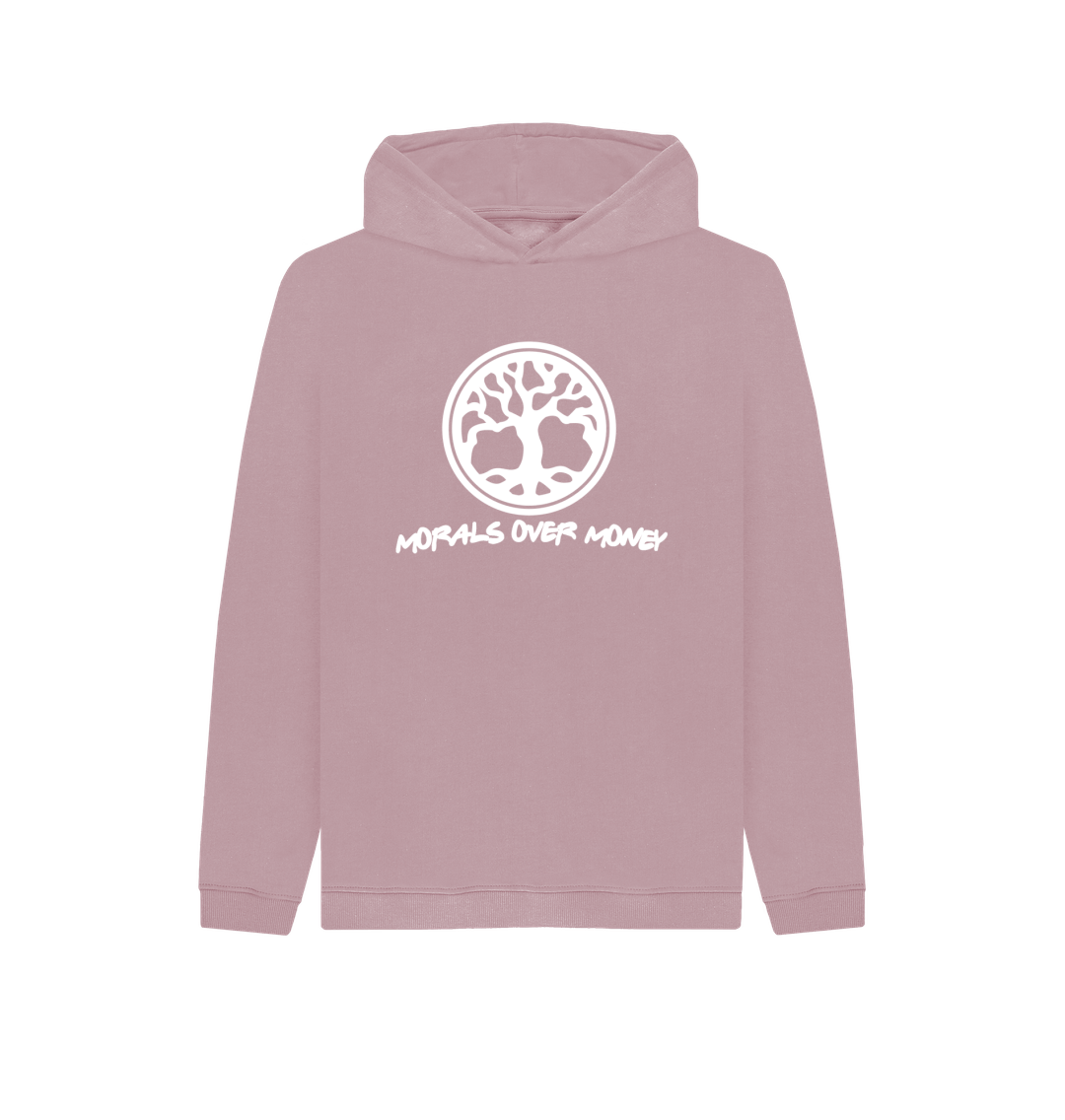 Mauve Kid's 100% Organic Cotton 'Tree Of Life' Eco Hoodie - White Logo