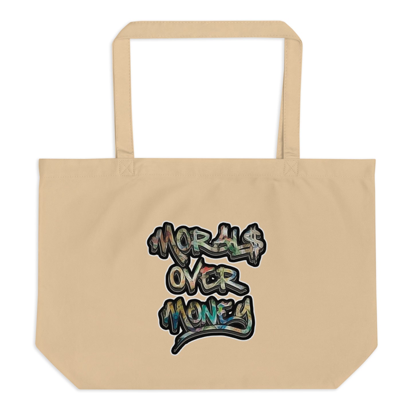 Large 100% Organic Cotton - Morals Over Money Fairtrade Eco Tote Bag