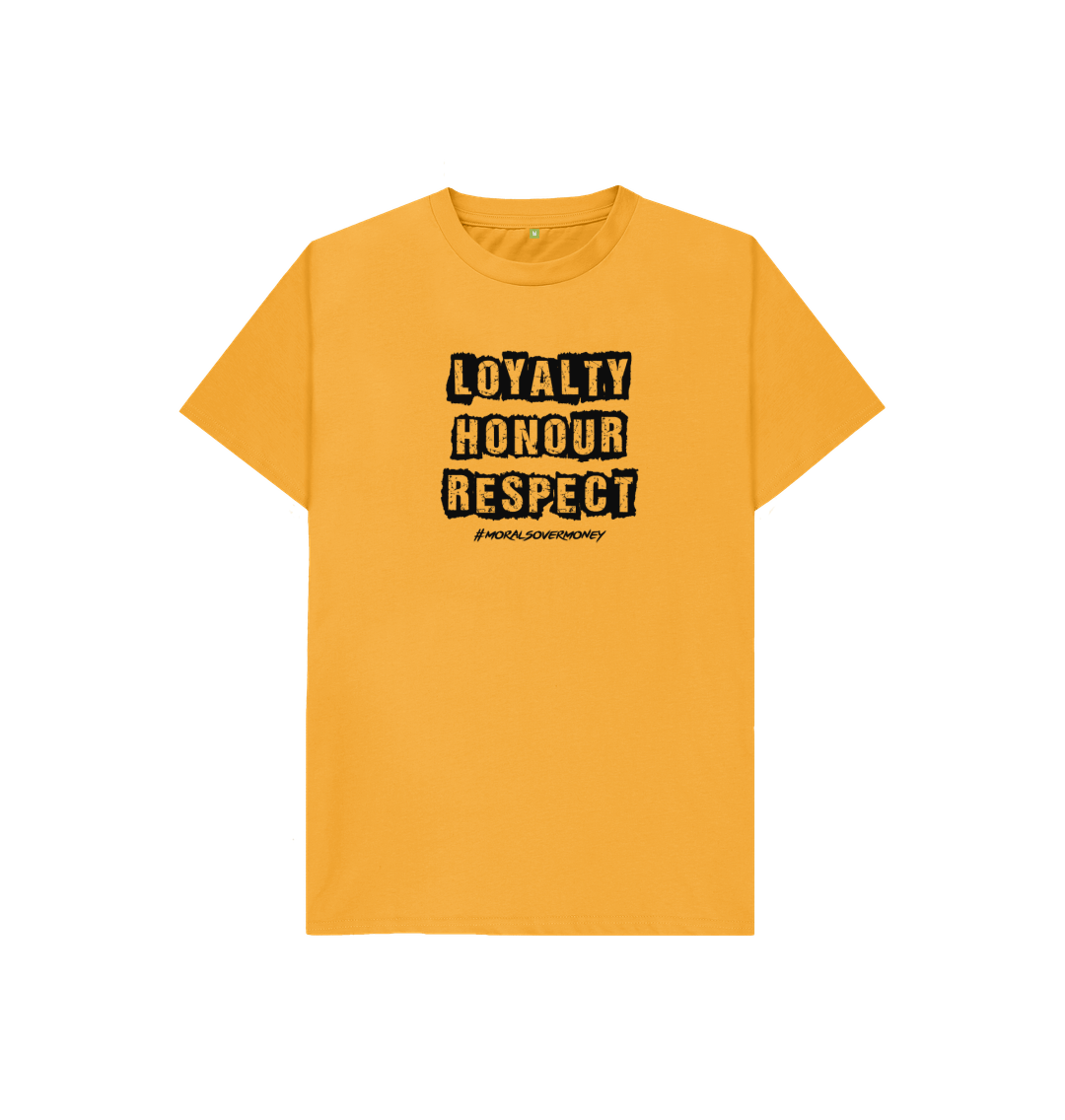 Mustard Kid's 100% Organic Cotton 'Loyalty, Honour, Respect' Eco Jumper - Black Logo