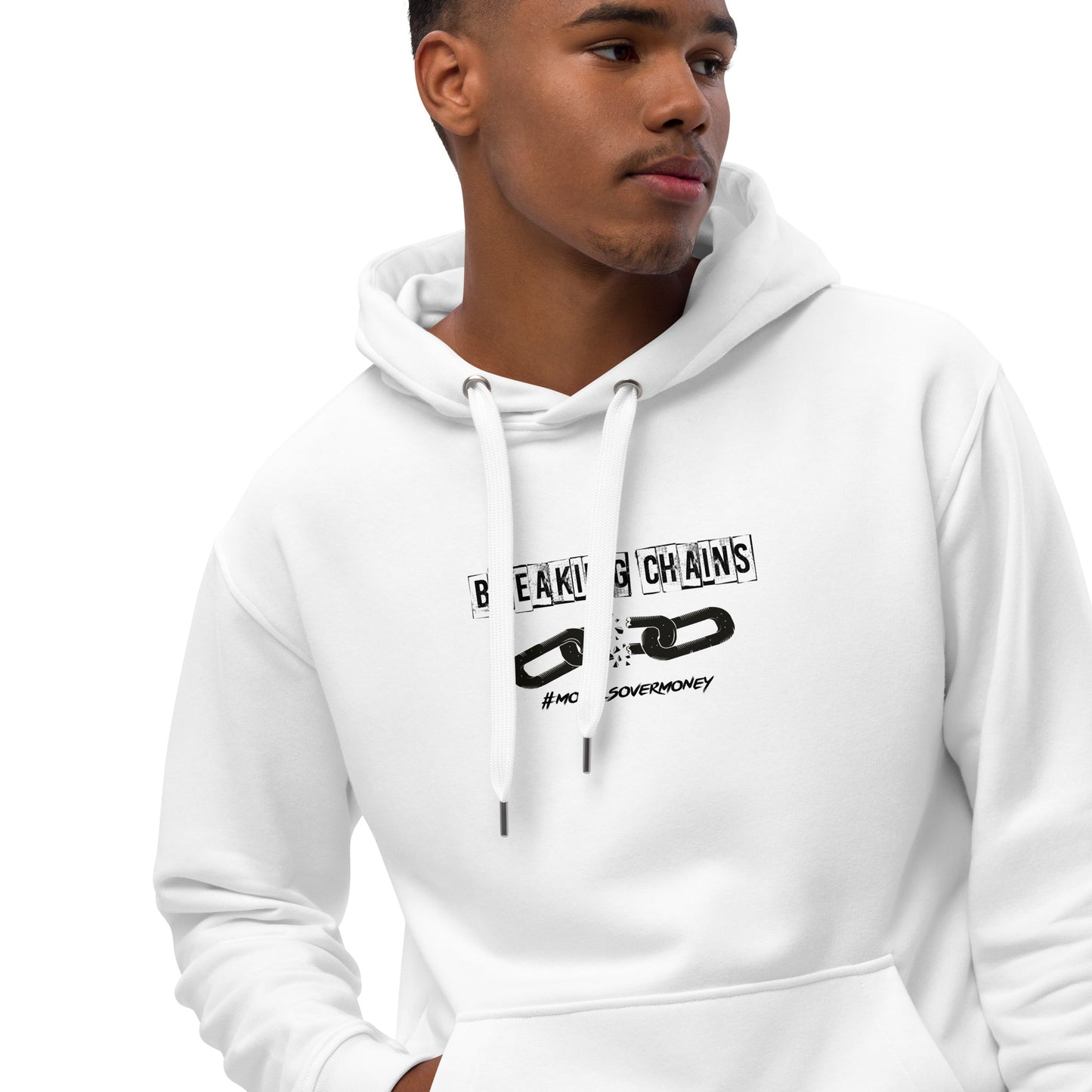 Organic 'Breaking Chains' Premium Eco Hoodie - Black Logo