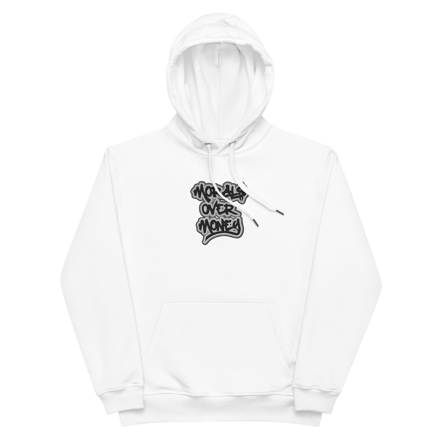 Organic Original 'Morals Over Money' Premium Quality Embroidered Eco Hoodie