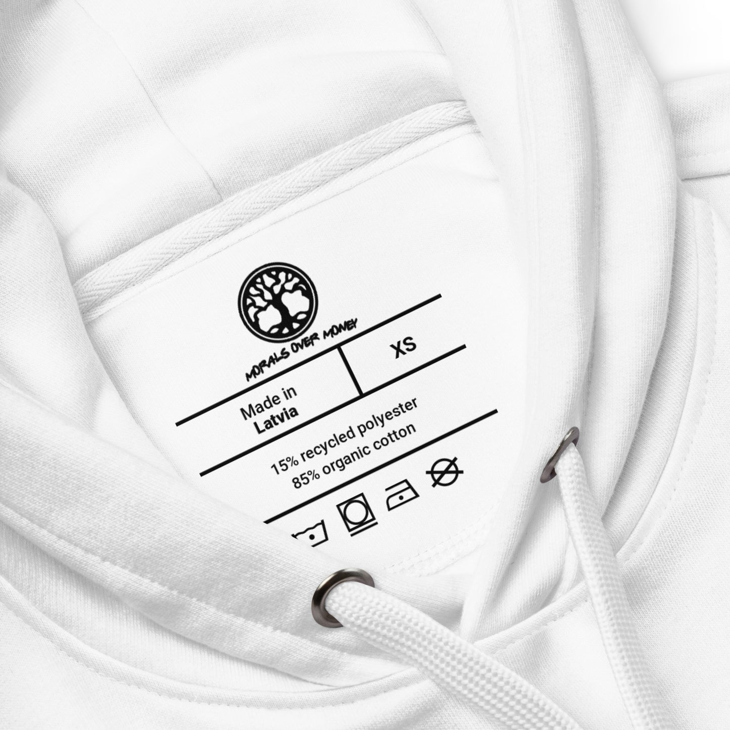 Organic Morals Over Money Premium Embroidered Eco Hoodie